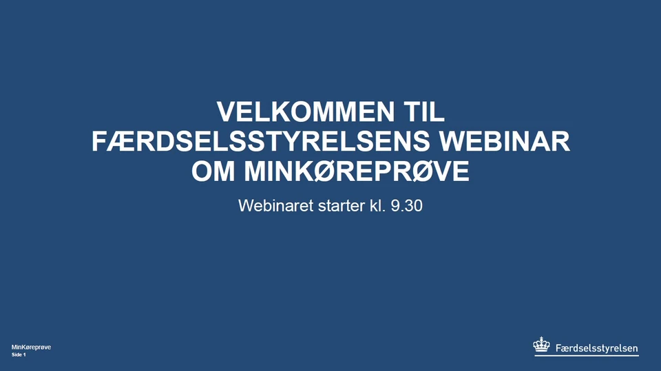 Webinar til køreskoler om DinKøreprve afholdt 21 august 2026 med Færdselsstyrelsen